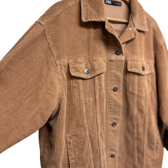 ZARA Tan Corduroy Button-Up Jacket — Women’s Size M - Picture 6 of 7